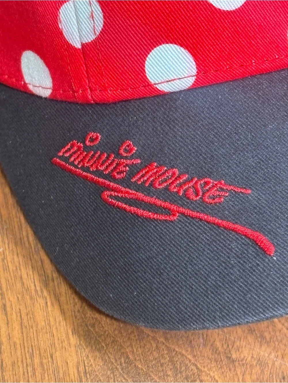 Disney Minnie Mouse Red White Polka Dot Black Cap